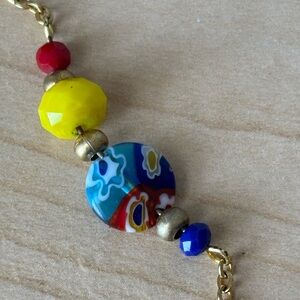 Colorful Beaded Bracelet in gold tone